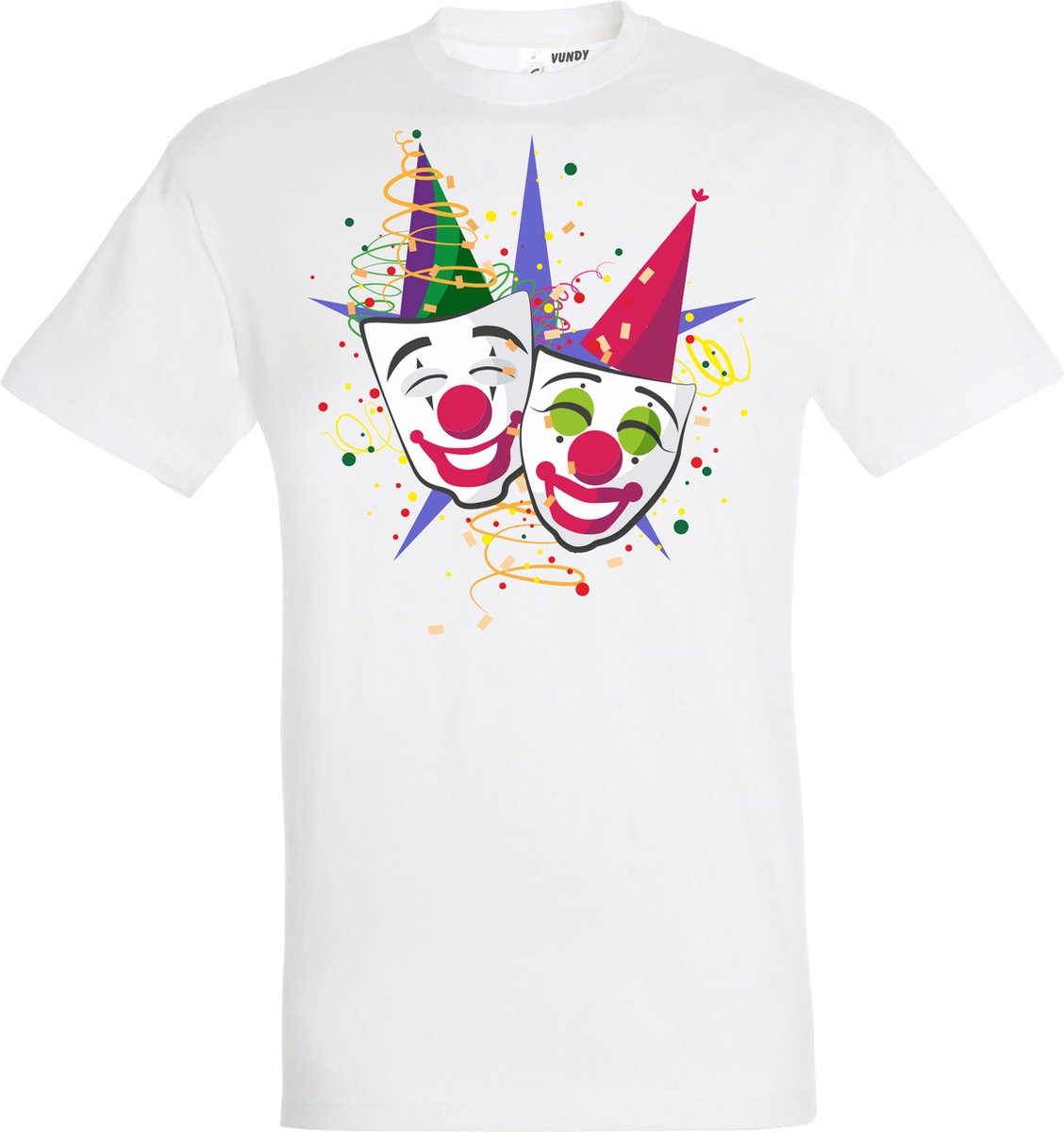 T-shirt Carnaval Masker | Carnaval | Carnavalskleding Dames Heren | Wit | maat M